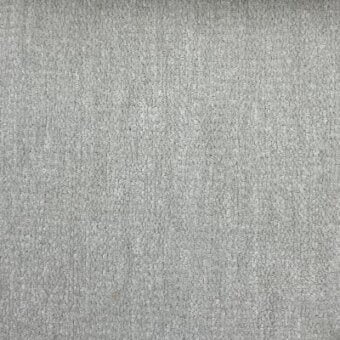 Moroso Hyle fabric sample, muted gray, tightly woven texture with printed material identification text along the bottom edge.
